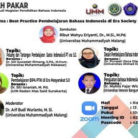 PBSI FKIP UNIVET BANTARA adakan kuliah pakar  dengan tema : best practice pembelajaran Bahasa Indonesia di Era Society 5.0 di PT