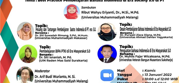 PBSI FKIP UNIVET BANTARA adakan kuliah pakar  dengan tema : best practice pembelajaran Bahasa Indonesia di Era Society 5.0 di PT